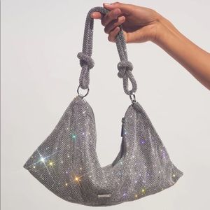 Miss Lola Silver Sparkle Shoulder Bag